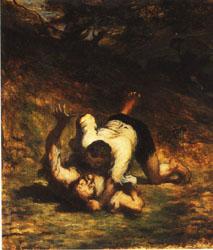 Honore  Daumier The Thieves and the Donkey oil painting image